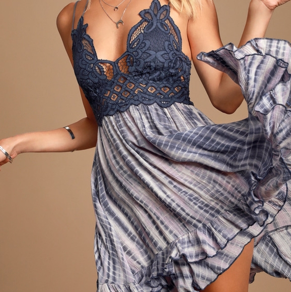 Free People Dresses & Skirts - Free People M Adella Tie-Dye Slip Dress Tiered NWT